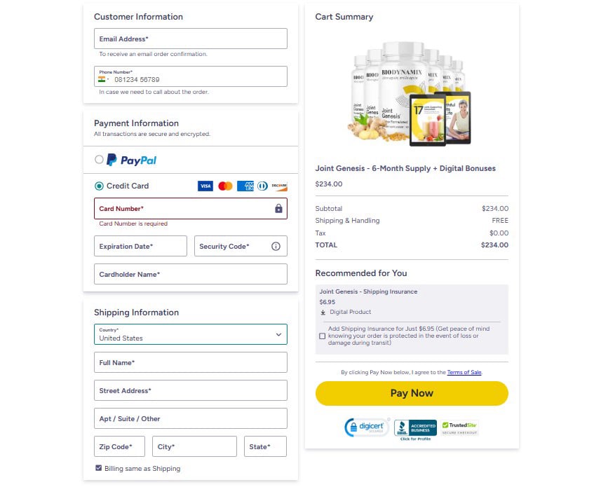BioDynamix Purchase Form